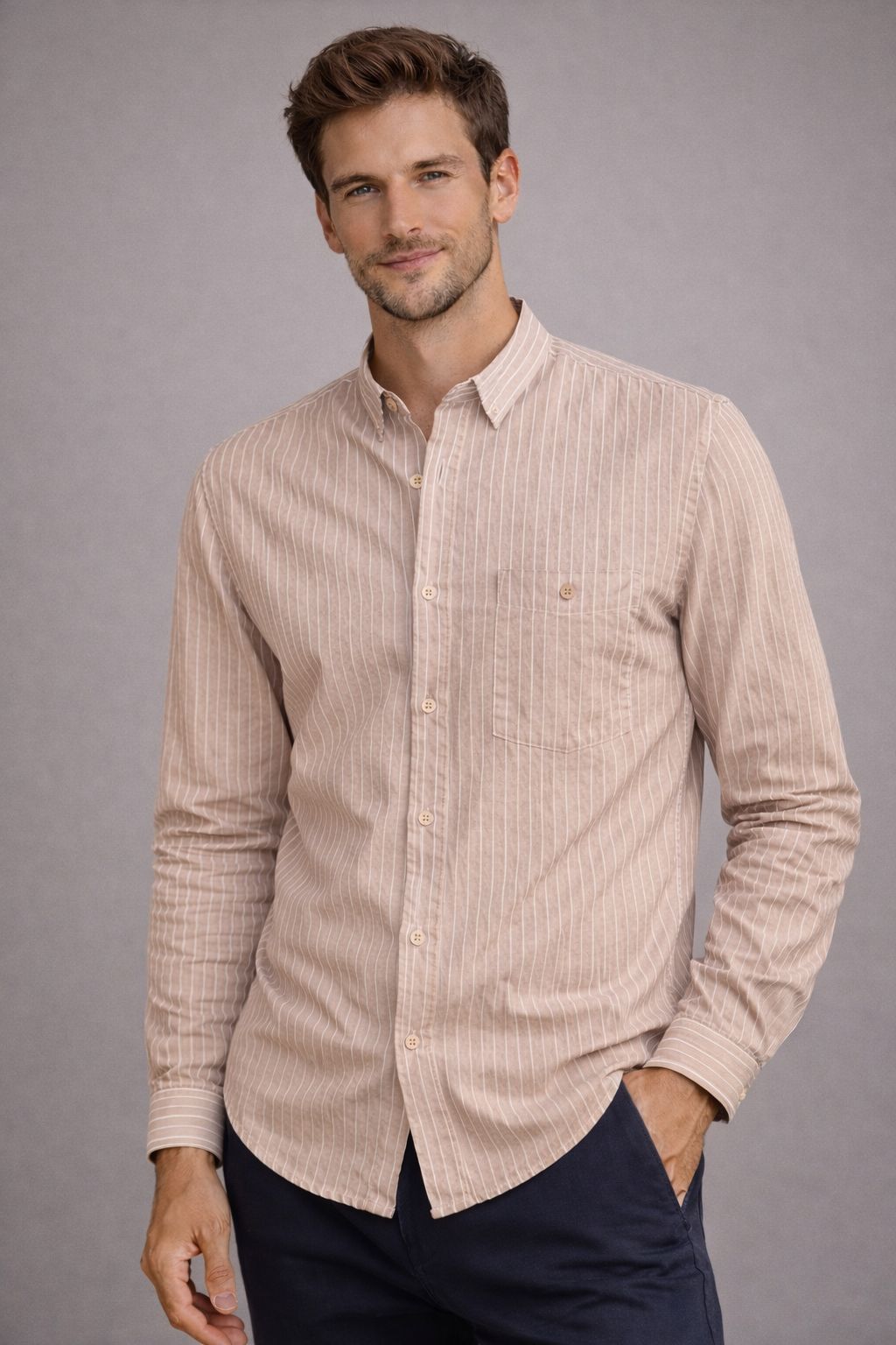 6532REGSPBE - CAMISA MERLOT BEIGE